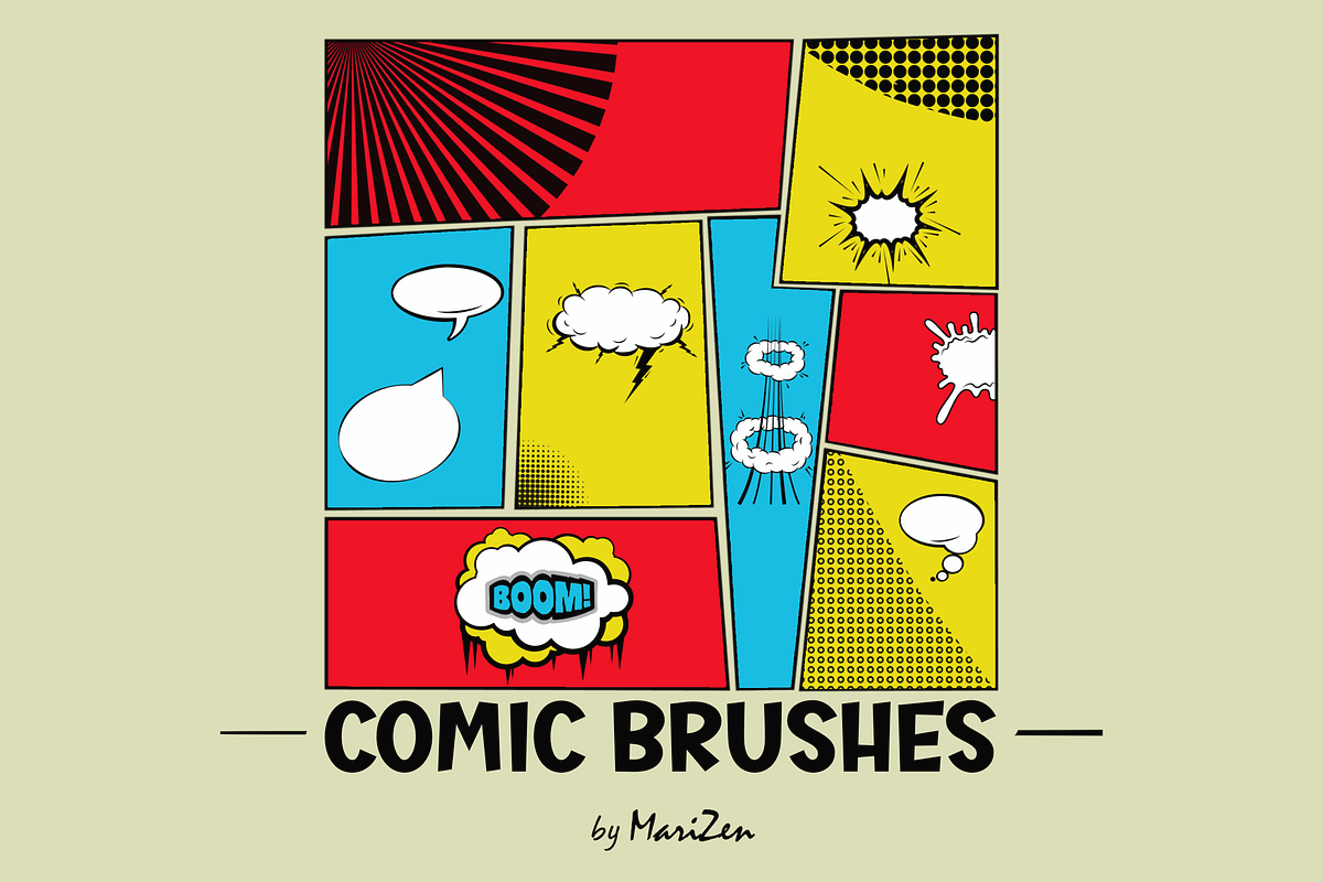 Comic Book Brushes for Procreate, a Brush Add-On by byMariZen (Photo 1 of 3)