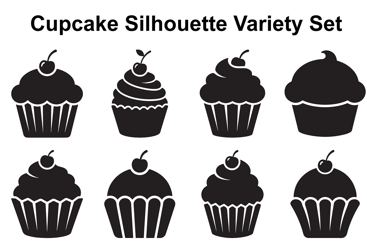 Swirled Cupcake Silhouette Set, an Object Graphic by Designer_Momina (Photo 1 of 3)