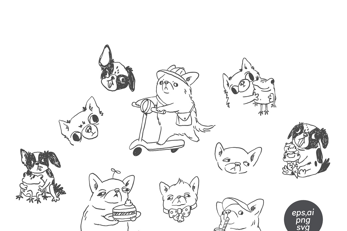 Silly Dogs hand drawn prints, an Illustration by Anastasiya Klempach (Photo 3 of 10)
