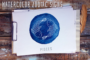 Watercolor zodiac signs