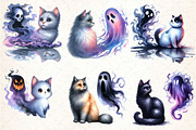 Halloween Cat And Smoky Ghost Clipar, an Illustration by DreamCafeArt (Thumbnail 2 of 7)