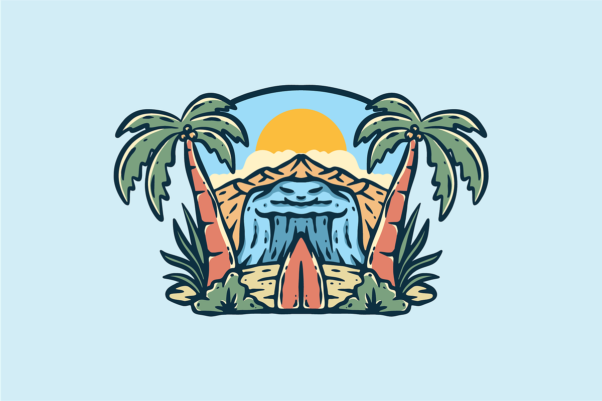 Tropical Waterfall Paradise, an Object Illustration by nomlimo.com (Photo 1 of 2)