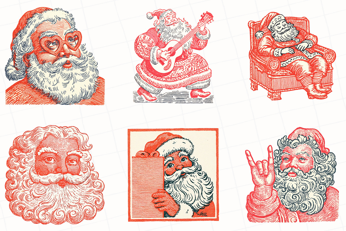 Hand-Drawn Santa Christmas Clipart, an Illustration by OK Design (Photo 3 of 5)