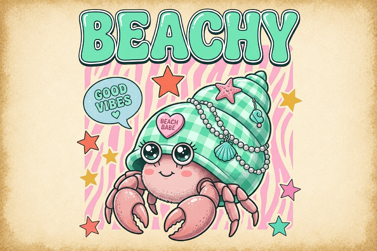Beachy Cute Hermit Crab PNG, an Illustration by Sublimation Artist (Photo 1 of 9)