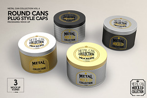 Round Cans Plug Metal Cap Mockup