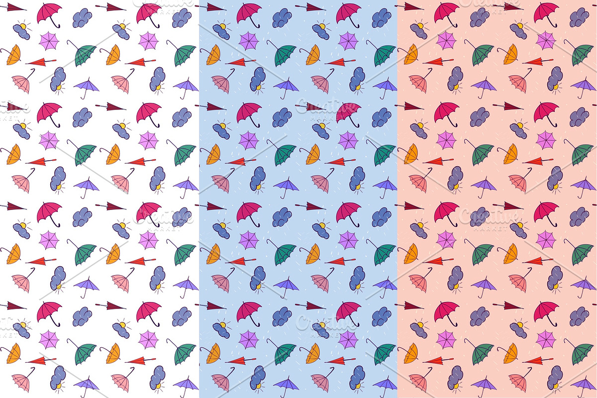 Seamless pattern Happy Umbrellas JPG, an Illustration by NatArt (Photo 3 of 4)