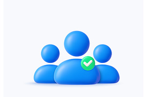 3D Group Icon with Green Checkmark, a Person Illustration by ModVector
