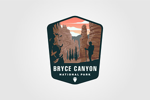 Bryce Canyon Vector Logo Vintage