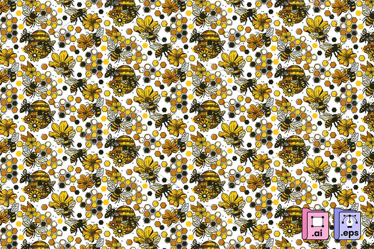 Golden Honey Bee Pattern, a Pattern Graphic by MISS CHATZ (Photo 3 of 3)