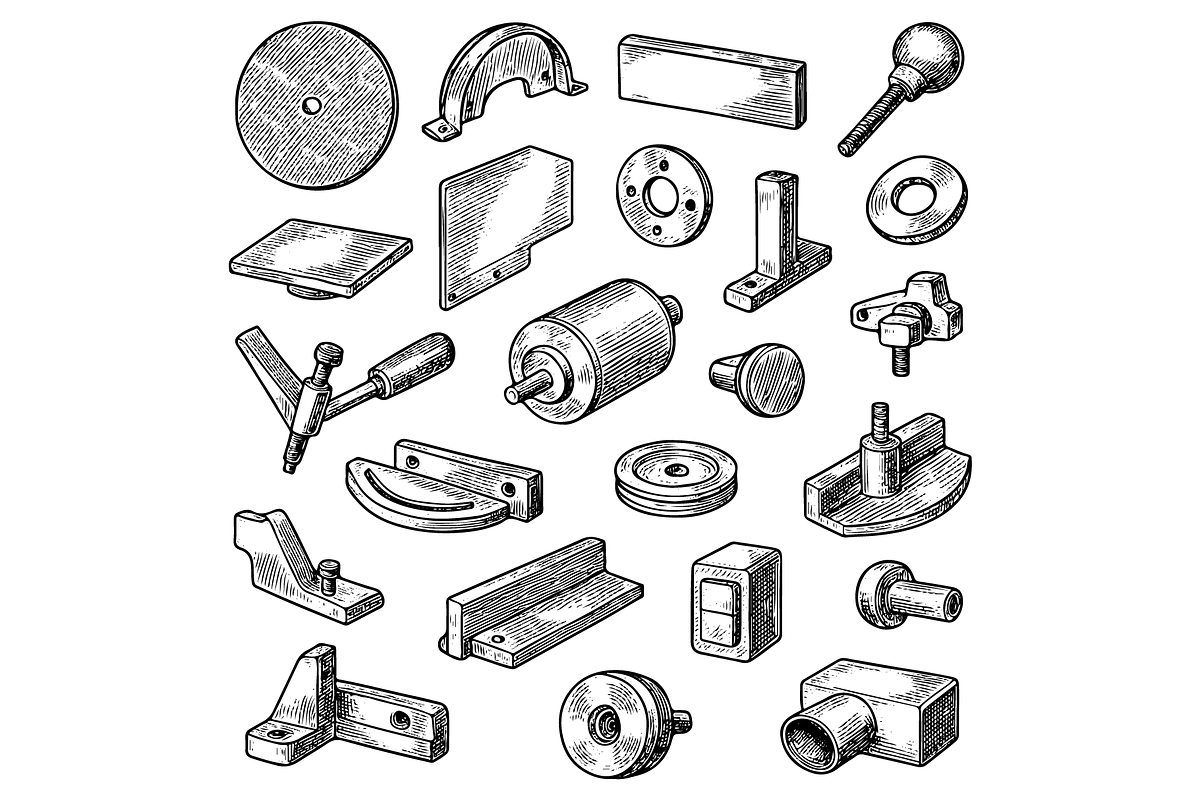 Mechanical Assemblies Drawing Set, an Object Graphic by RT Studio (Photo 3 of 3)