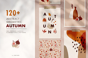 120 Abstract Geometric Autumn Set