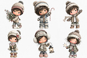 Watercolor Winter Kids Clipart, an Illustration by Canvas Craft (Thumbnail 3 of 8)