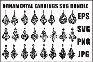 Black Ornamental Earrings SVG Set, an Object Graphic by jahid234
