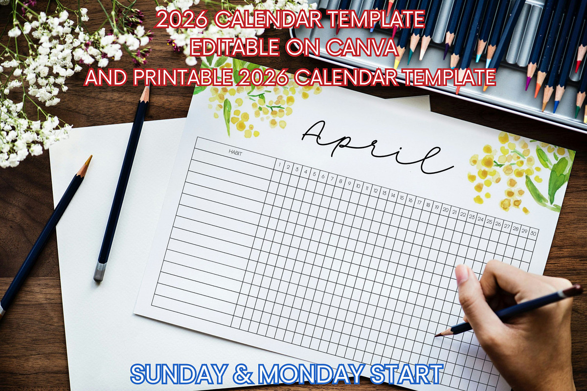 2026 Calendar Template - Canva, a Templates & Theme by Adalin Shop (Photo 9 of 12)
