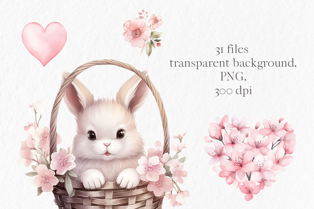 Valentine Easter bunny clipart, an Object Graphic by MyLittleMeow (Photo 6 of 8)
