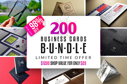200 Business Cards Bundle, a Business Card Template by Marvel