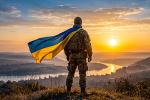 Ukrainian Soldier at Sunset Photo, a Nature Photo by PopotLane