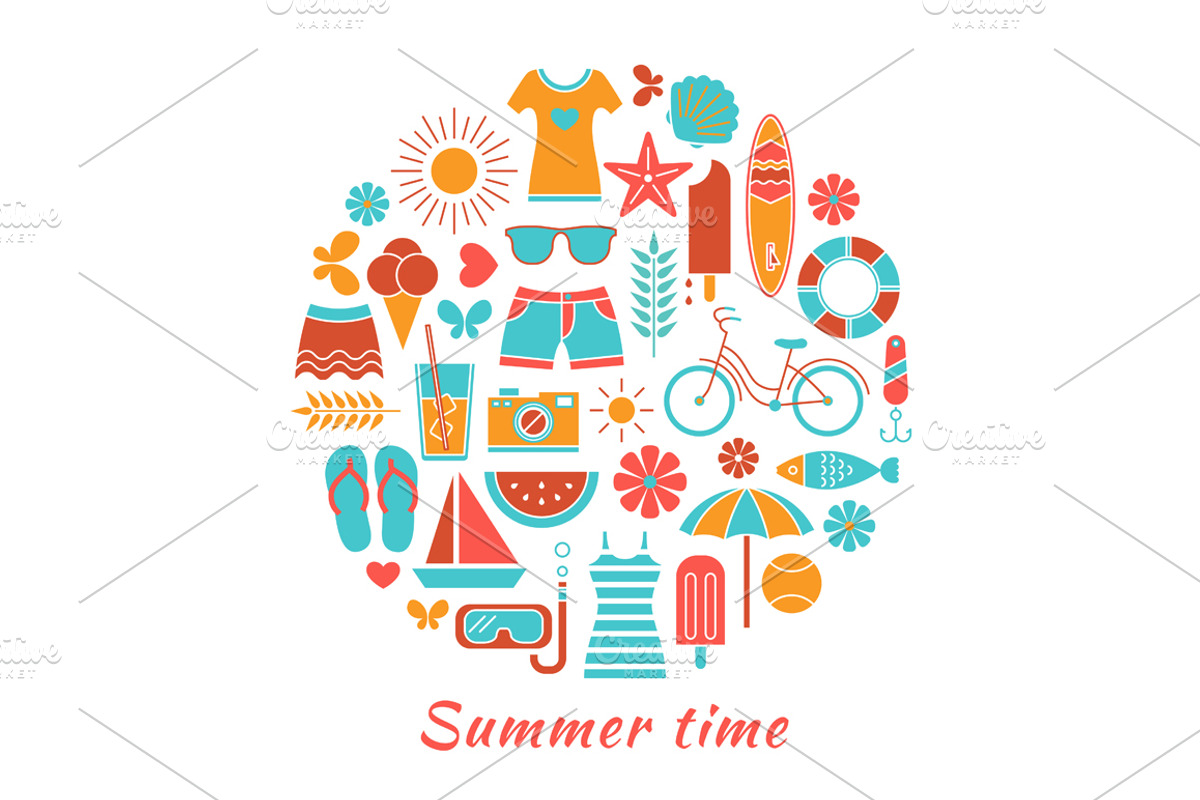 Summer vacation card and pattern, a Pattern Graphic by tetiana.svirska (Photo 2 of 7)