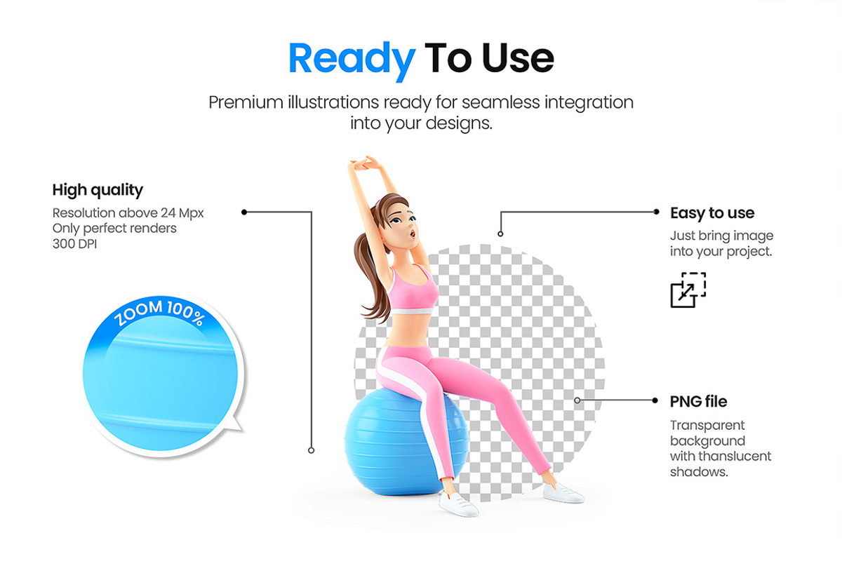 Sporty Woman – Set of 45 Poses, a Person Illustration by 3DMask (Photo 2 of 6)