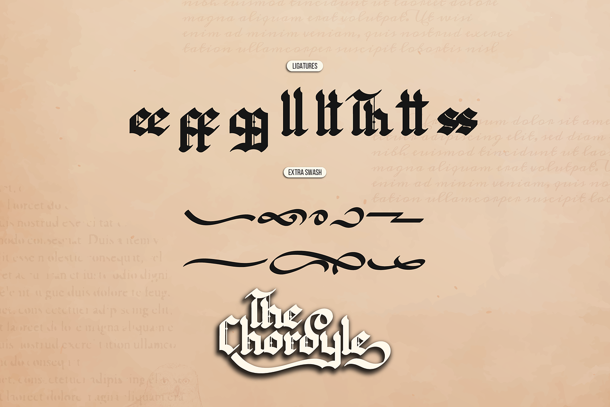 The Chordyle | Blackletter Font, a Blackletter Font by Denustudios (Photo 11 of 12)
