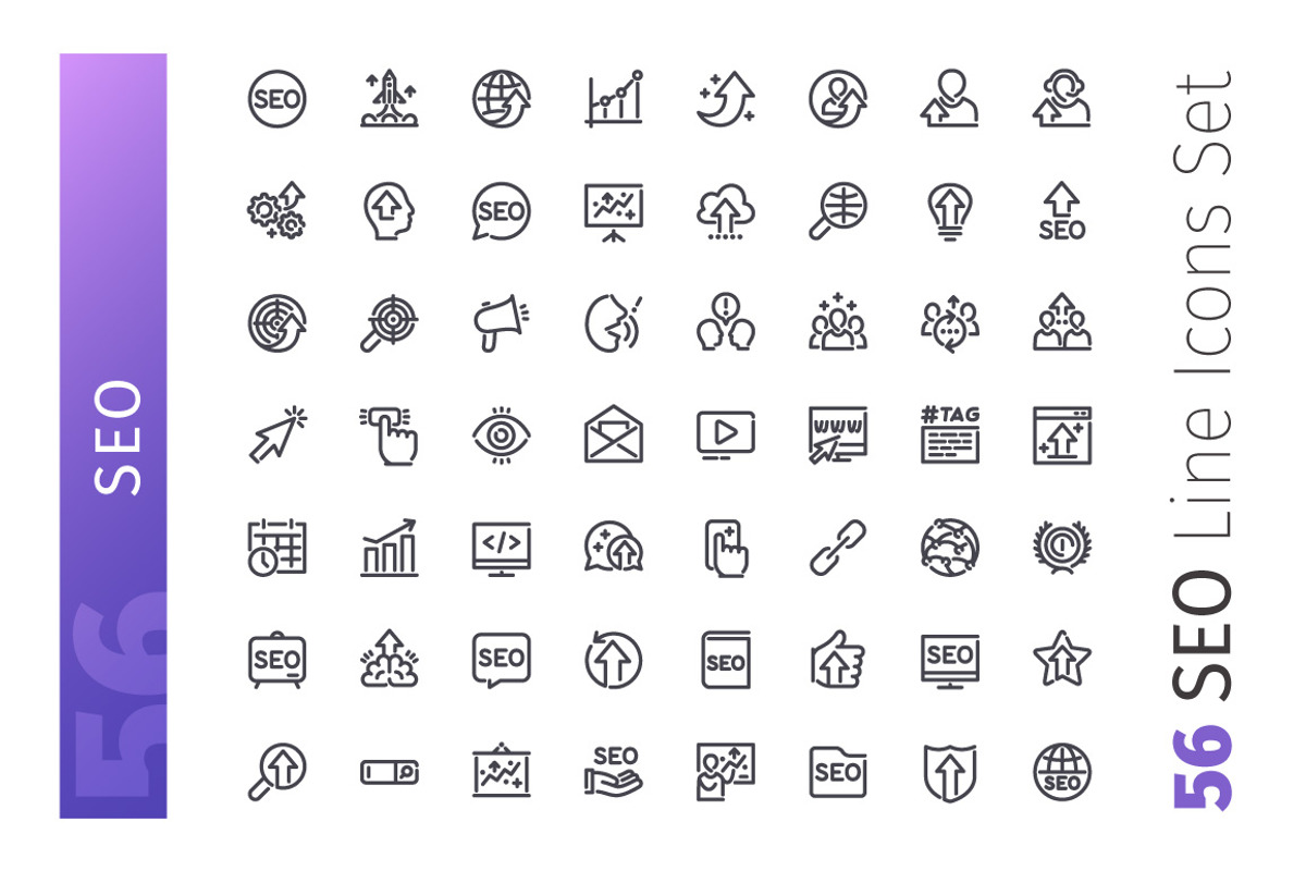 SEO Line Icons Set, an Outline Icon by Voysla's Shop (Photo 2 of 4)