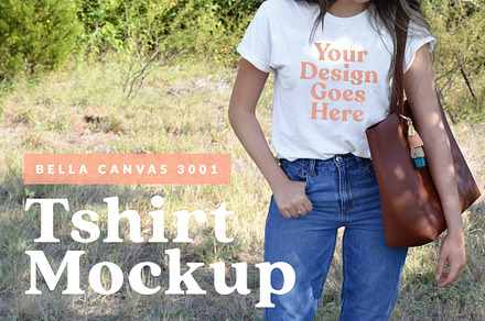 Female White T-shirt Mockup PSD