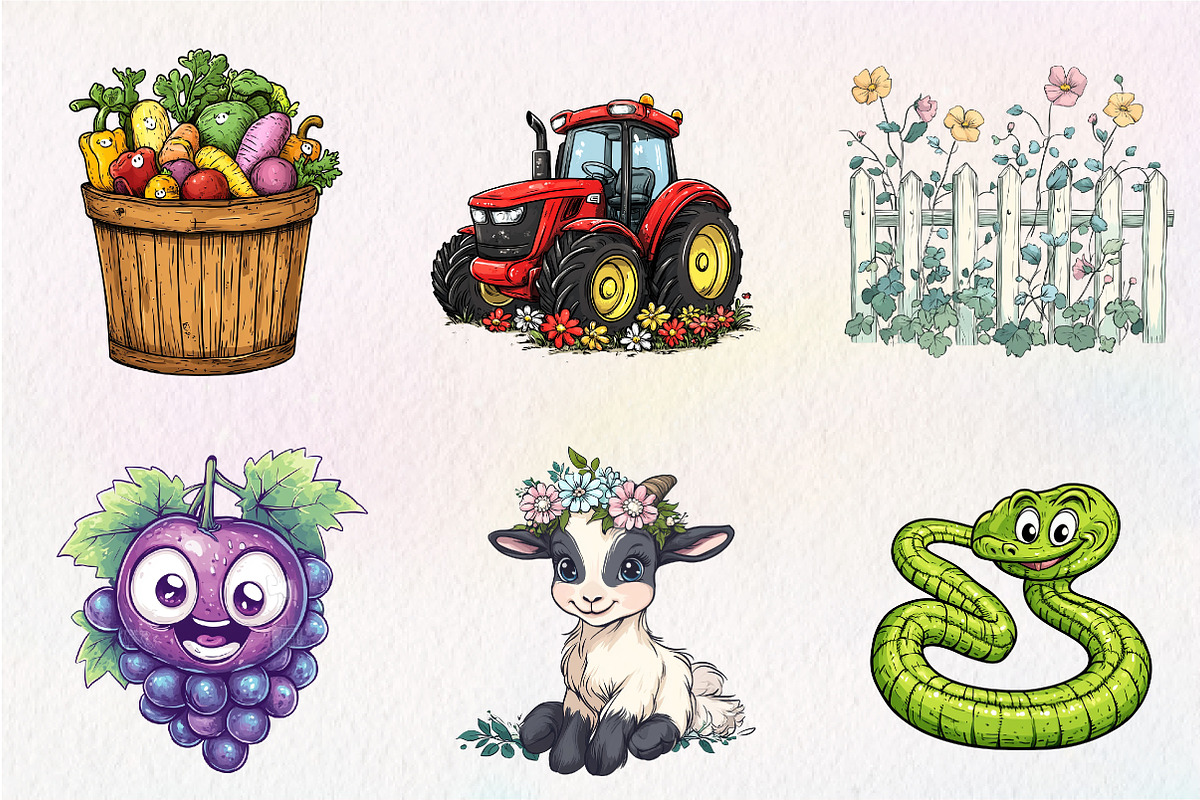 Cute Farm Garden Clipart, an Illustration by CreationArt (Photo 9 of 9)