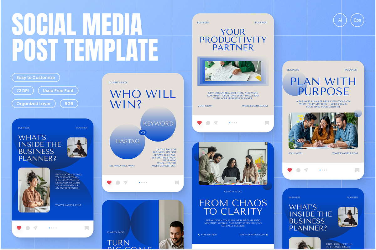 Business Planner Instagram Post, a Social Media Template by Annora Studio (Photo 1 of 6)