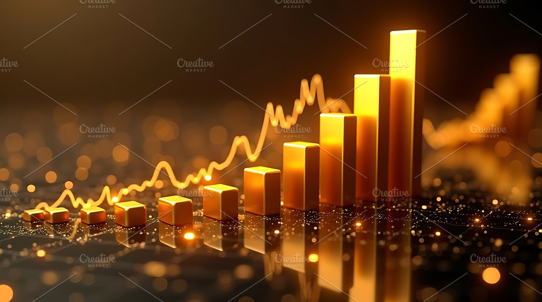 Golden financial growth chart stock, a Business Photo by Artonix