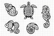 Sea Animal Ornament Clip Art, an Object Graphic by Elena Nesterova (Thumbnail 2 of 4)