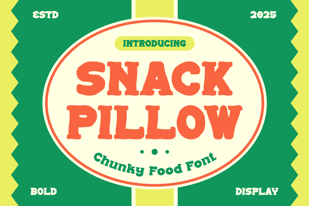Snack Pillow Chunky Food Display, a Font by PutraCetol Studio (Photo 1 of 5)