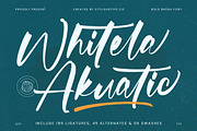 Whitela Akuatic - Bold Brush Font, a Script Font by stylishtype.co (Thumbnail 1 of 20)
