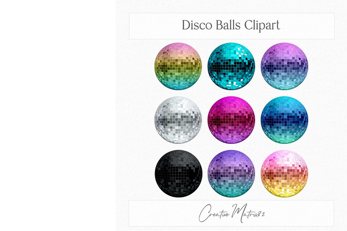 Disco Balls Clipart PNG Bundle, a Seasonal Illustration by Creative Matrix82 (Photo 4 of 6)