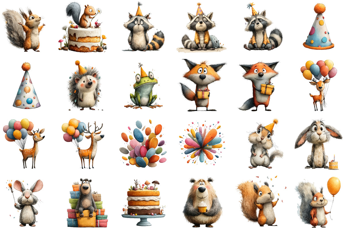 Woodland Birthday Clipart, an Illustration by Sublimation Artist (Photo 2 of 7)