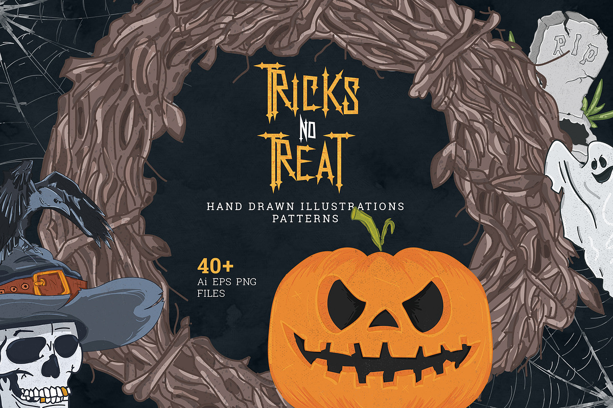 Tricks no Treat - Graphic set, a Decorative Illustration by VP Fonts (Photo 1 of 10)