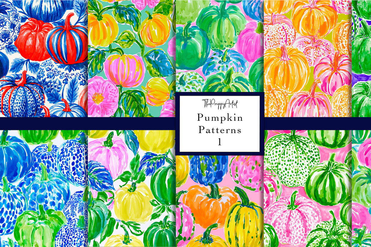 Seamless Preppy Pumpkin Patterns, a Pattern Graphic by The Preppy Artist (Photo 1 of 6)