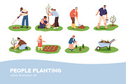 People planting trees in garden set, a Person Illustration by Good Studio (Thumbnail 1 of 4)