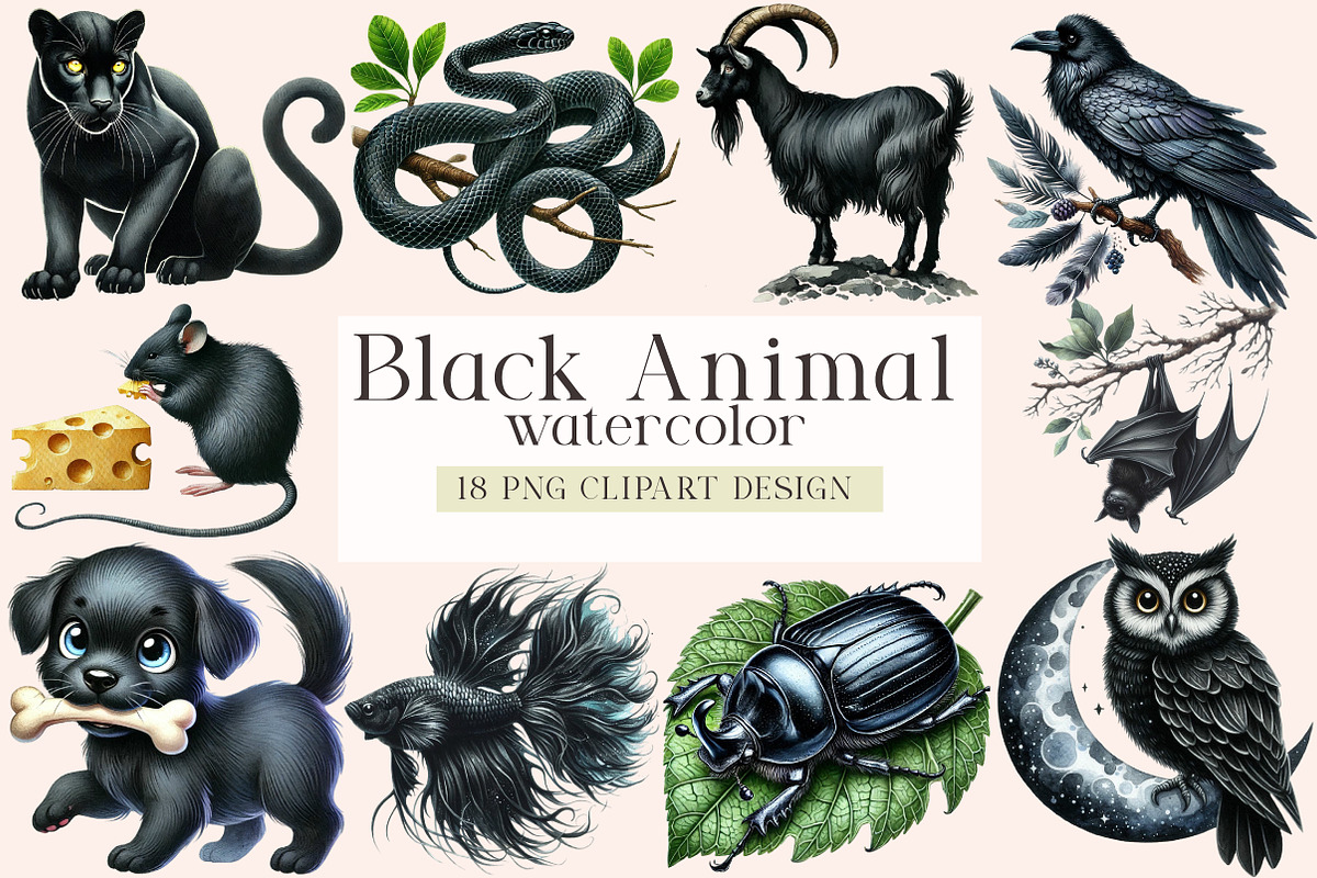 Black Animal Clipart, Animals Svg Pn, an Illustration by DreamArtGraphic (Photo 1 of 4)