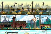 Cartoon postapocalipse parallax set, an Illustration by SHMEL_Studio (Thumbnail 4 of 5)