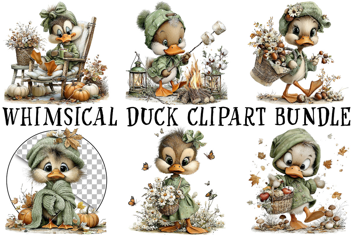Whimsical Duck Clipart Bundle, a Seasonal Illustration by OK Design (Photo 2 of 6)