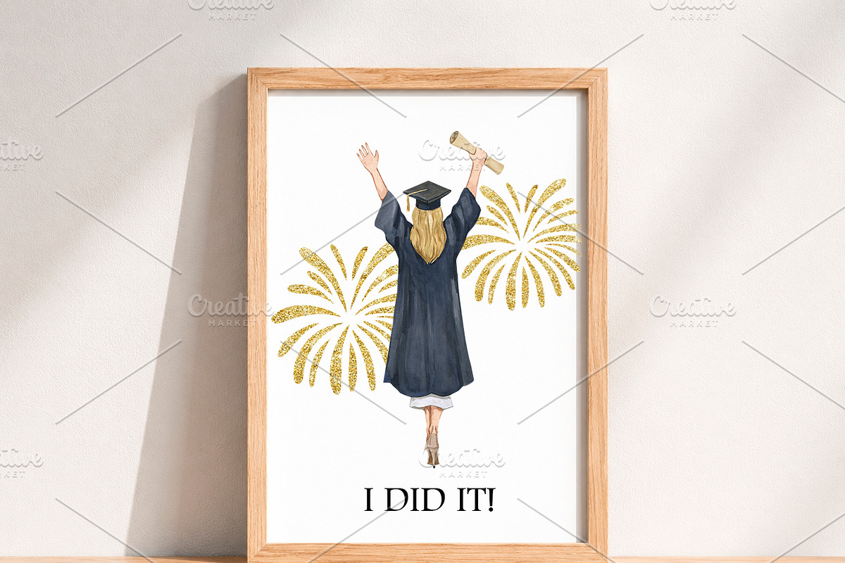 Watercolor Graduation Clipart PNG, an Education Illustration by PatternPalette (Photo 4 of 5)