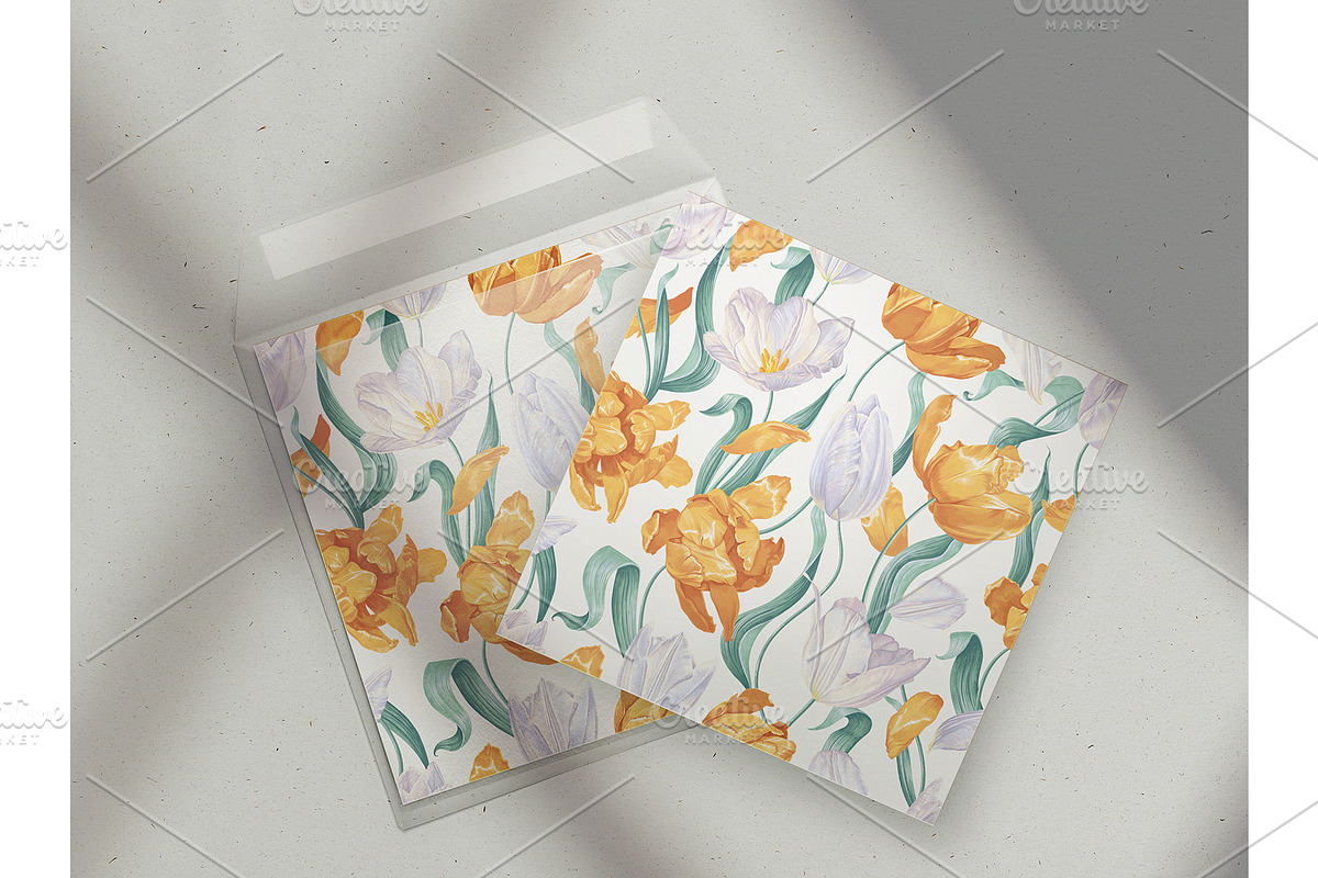 Light Yellow-White Tulips Pattern, a Pattern Graphic by MarynaPetrovska (Photo 5 of 10)