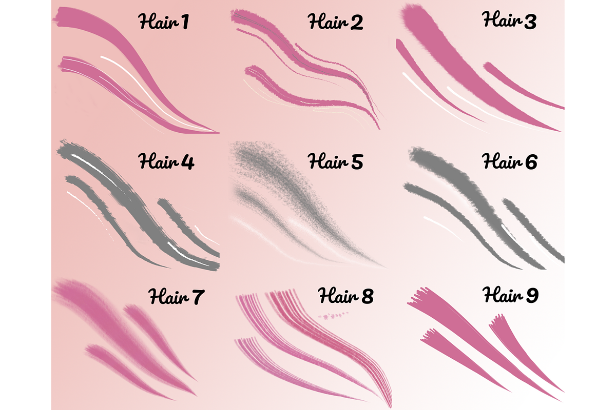 25 Hair Brushes For Photoshop, a Brush Add-On by Velo Graphic Studio (Photo 5 of 10)