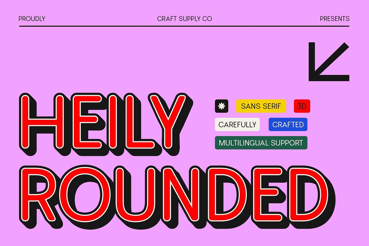 Heily Rounded 3D, a Sans Serif Font by Craft Supply Co. (Photo 1 of 8)