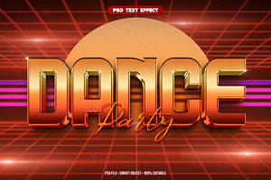 Dance retro 3D editable text effect, a Layer Style Add-On by Hello Muh