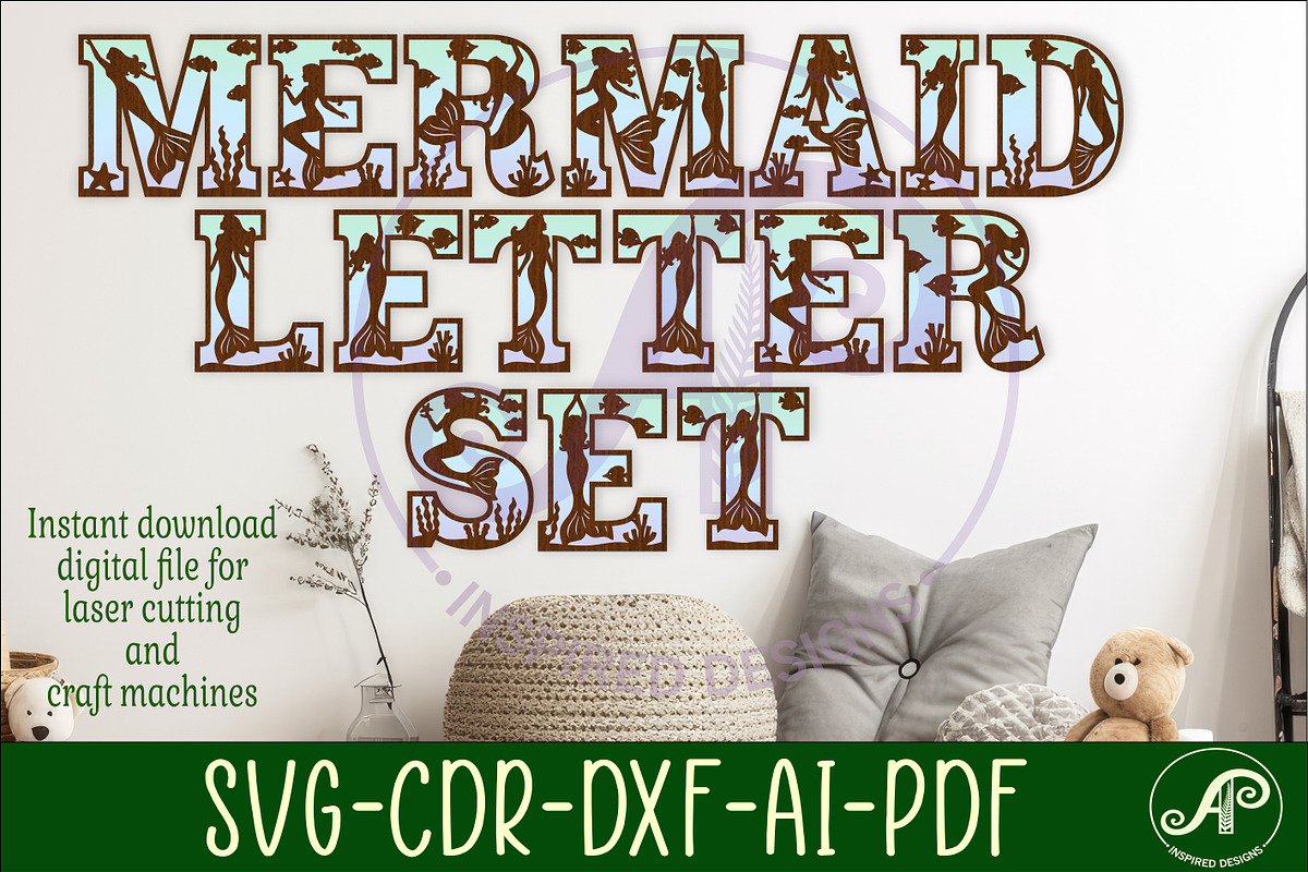 Mermaid alphabet set. 2 layer letter, an Object Graphic by A P Inspired Designs (Photo 1 of 7)