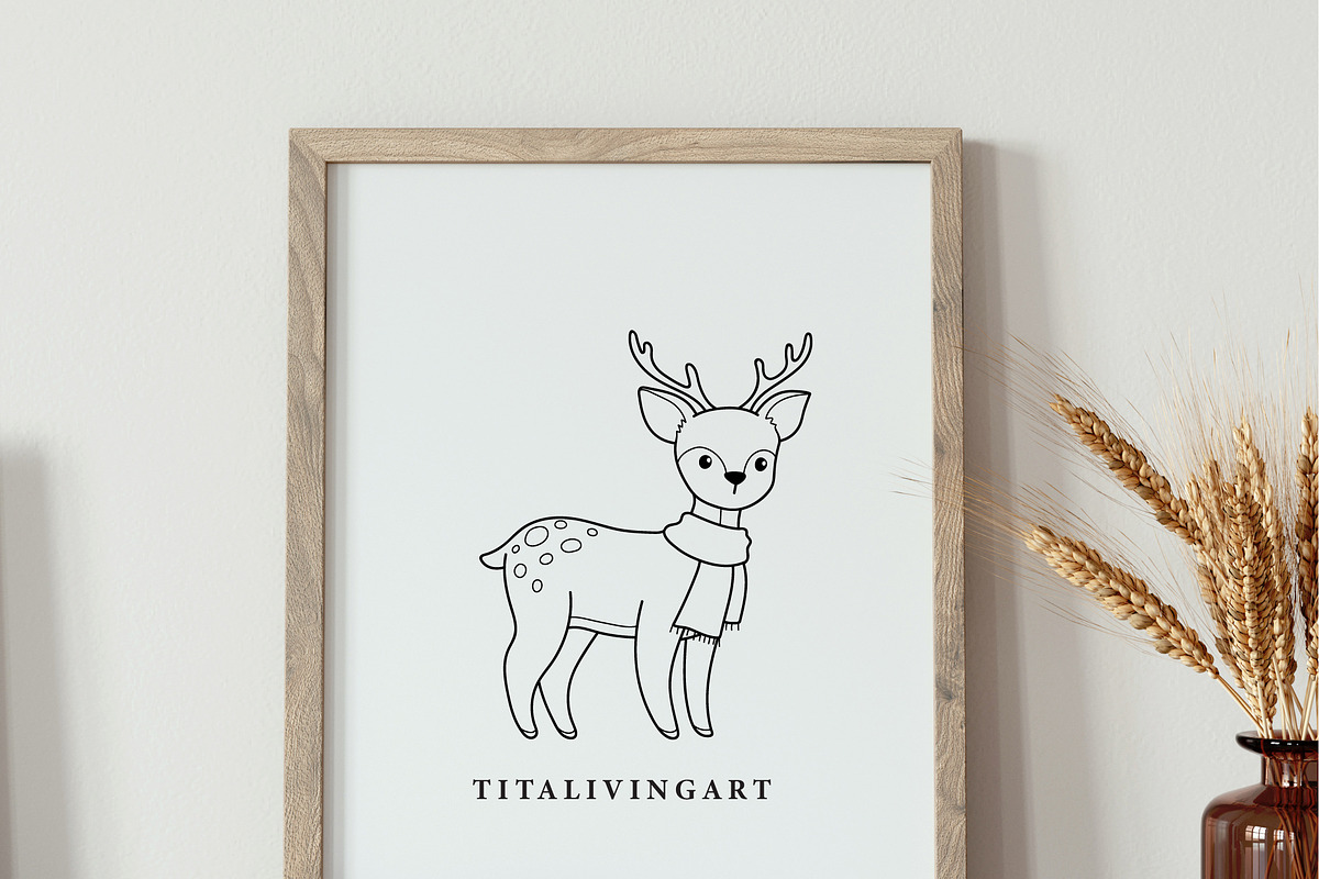 Christmas Animals Outline SVG, a Seasonal Illustration by TitaLivingArt (Photo 8 of 9)