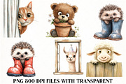Cute Animal Peeking Clipart, an Illustration by Watercolor design (Thumbnail 3 of 4)