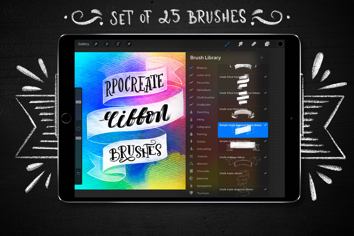 Procreate Ribbon brushes, a Brush Add-On by tatiananemna (Photo 1 of 4)