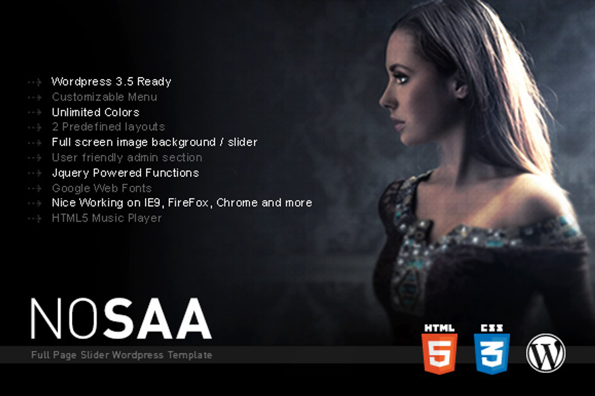 Nosaa Fullpage WordPress Theme, a WordPress Template by ProfMe Themes (Photo 1 of 4)